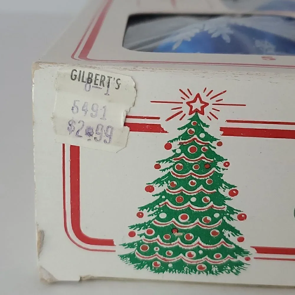 Essex Franke Vintage Silk Unbreakable Ornaments Blue White Snowflakes Set of 5